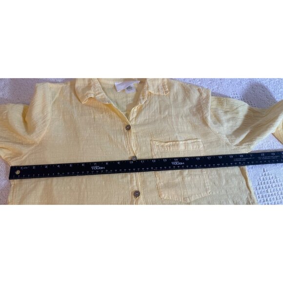 Six Fifty Cropped Peasant Shirt Button Up Gauzy Women Vibrant Summer NWT, Large - Picture 13 of 13